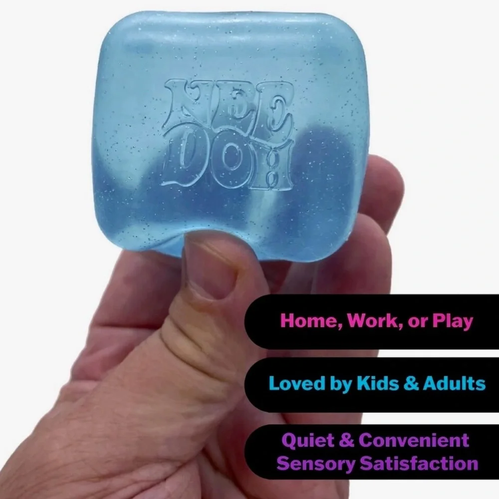 Authentic NEEDOH ~ 2 Pack 💜🩷~ Sploot Splat Squishy + Nice Cube Solid Squish Toy